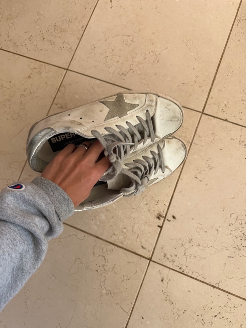 Golden Goose White and Silver Super-Star Sneakers - Picture 3 of 4